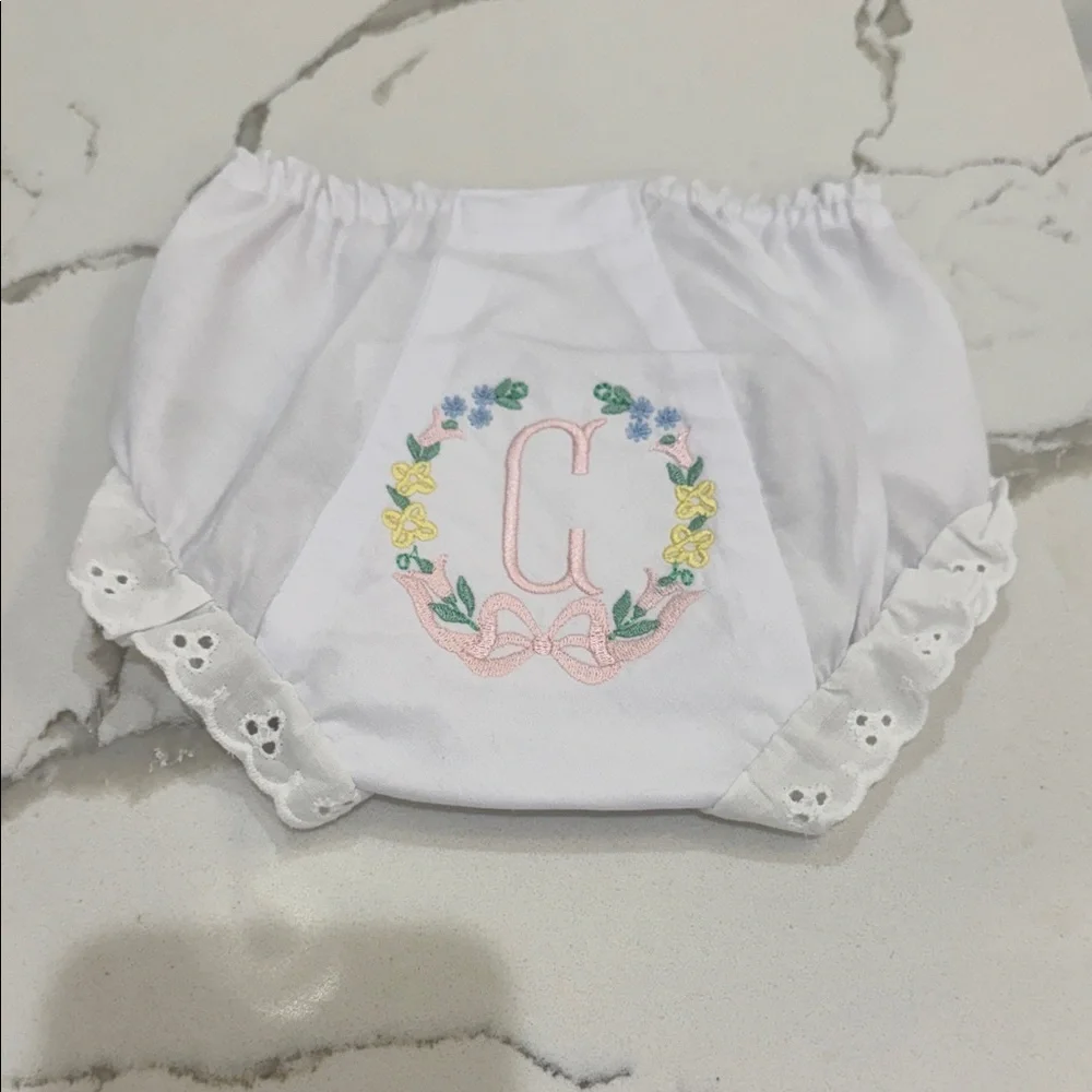 ‘C’ Floral & Bow Monogrammed Bloomers NWOT